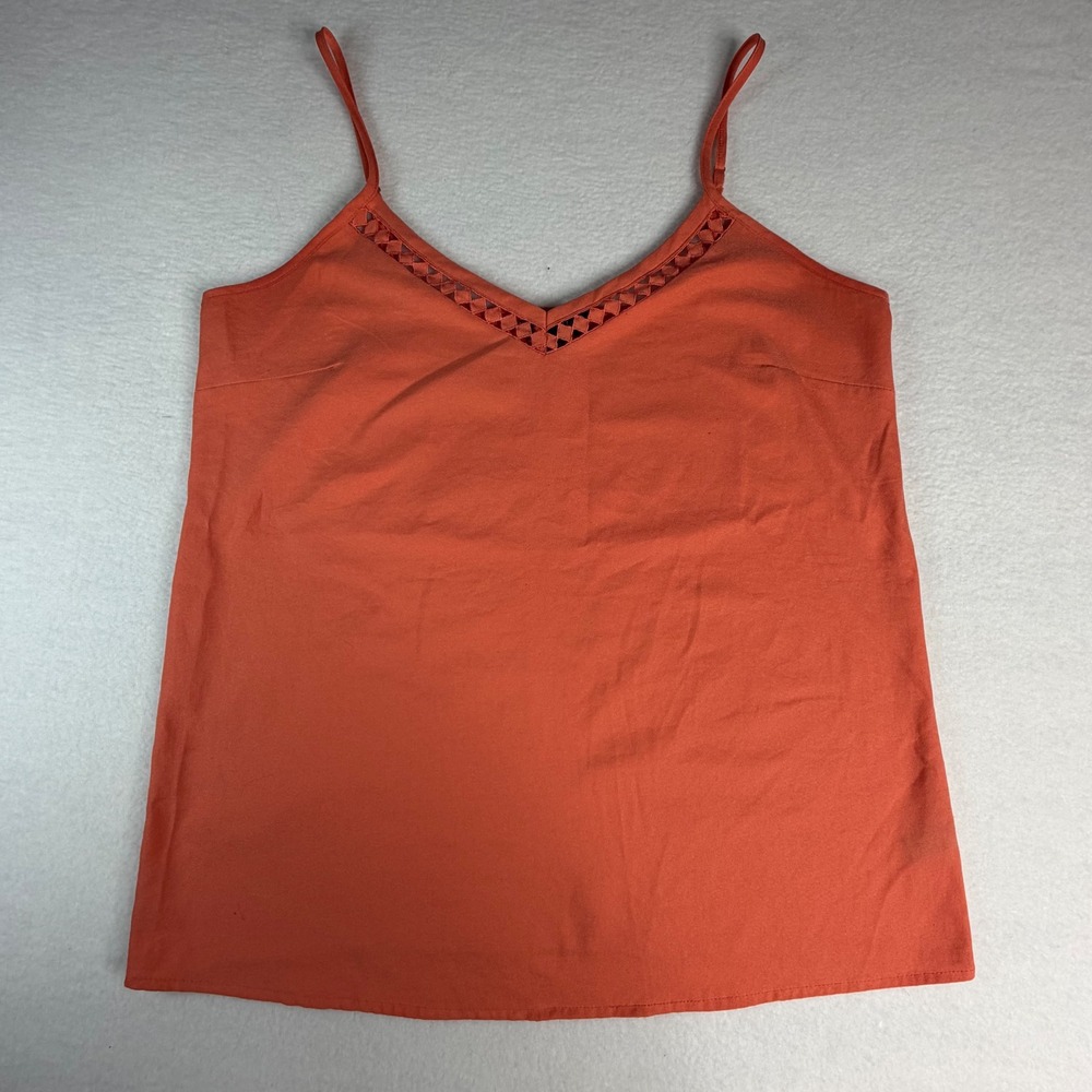 The Limited Coral Orange V-Neck Camisole Top Crochet Trim Adjustable Straps‎ S